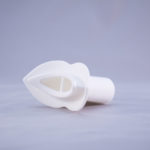 Injection molded medical disposal mouthpiece for asthma and COPD testing.