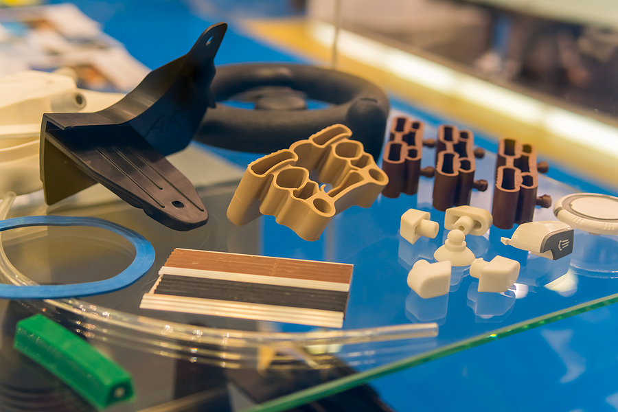 An assortment of plastic parts made via the plastic injection molding process. 